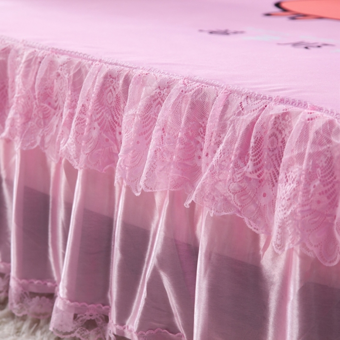 91家纺网 家纺一手货源 找家纺 纽缦 2020新款冰丝大版床裙三件套 猪事顺利