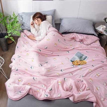 91家纺网 家纺一手货源 找家纺 佰亿莱 2024新款凉感丝夏被 童年-粉