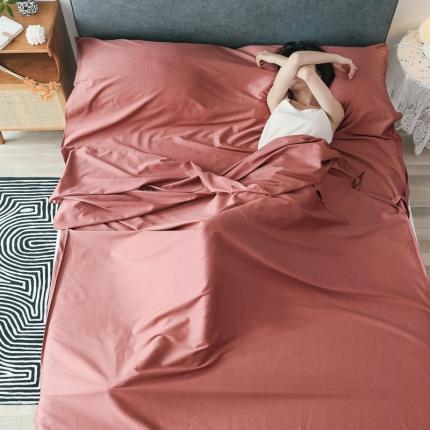 西西家居 2023新款60长绒棉纯棉酒店旅游隔脏睡袋玛瑙红