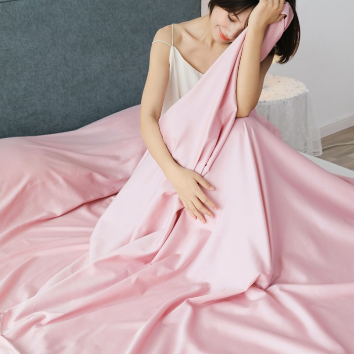 91家纺网 家纺一手货源 找家纺 西西家居 2023新款60长绒棉纯棉酒店旅游隔脏睡袋 潘多拉粉