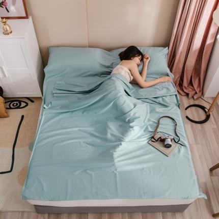西西家居 2023新款60长绒棉纯棉酒店旅游隔脏睡袋普鲁士蓝