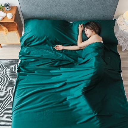 西西家居 2023新款60长绒棉纯棉酒店旅游隔脏睡袋深翠绿