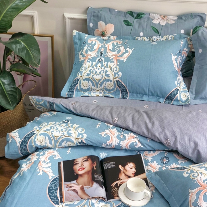 91家纺网 家纺一手货源 找家纺 润缦 2020新款13070全棉四件套 花意天成