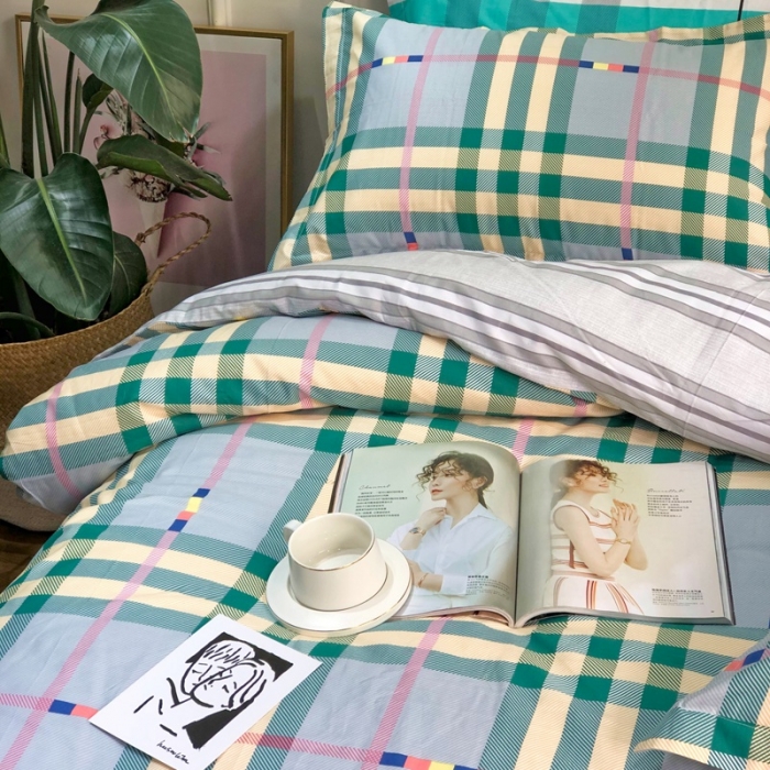 91家纺网 家纺一手货源 找家纺 润缦 2020新款13070全棉四件套 金色梦格