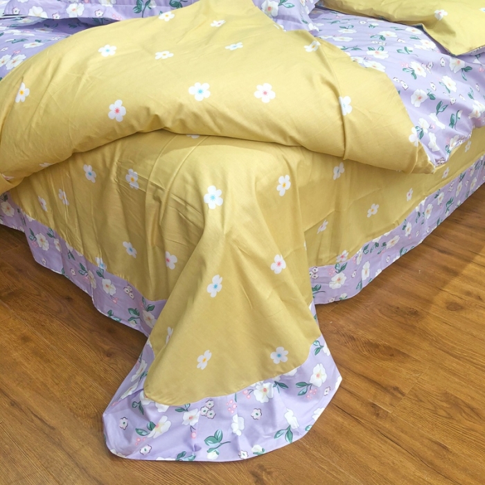 91家纺网 家纺一手货源 找家纺 润缦 2020新款13070全棉四件套 浪漫花儿 紫