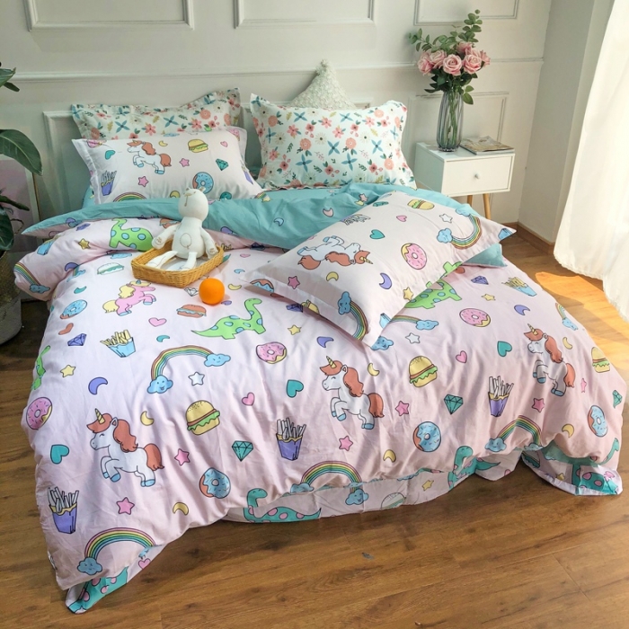 91家纺网 家纺一手货源 找家纺 润缦 2020新款13070全棉四件套 萌龙记