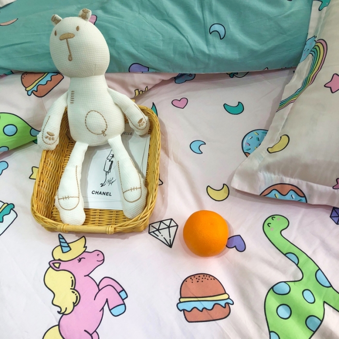 91家纺网 家纺一手货源 找家纺 润缦 2020新款13070全棉四件套 萌龙记