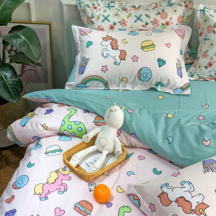 91家纺网 家纺一手货源 找家纺 润缦 2020新款13070全棉四件套 萌龙记