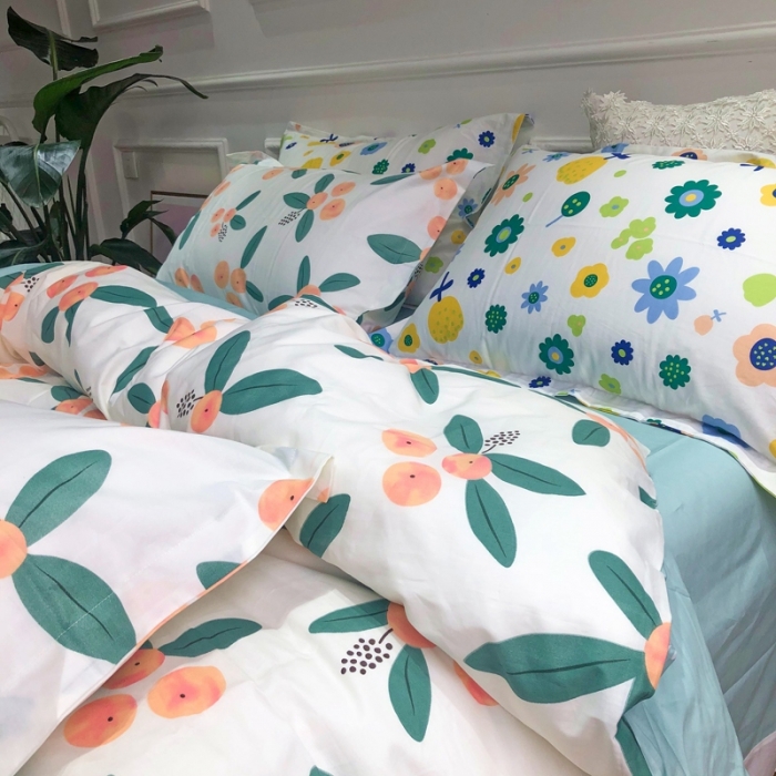 91家纺网 家纺一手货源 找家纺 润缦 2020新款13070全棉四件套 盛夏果实