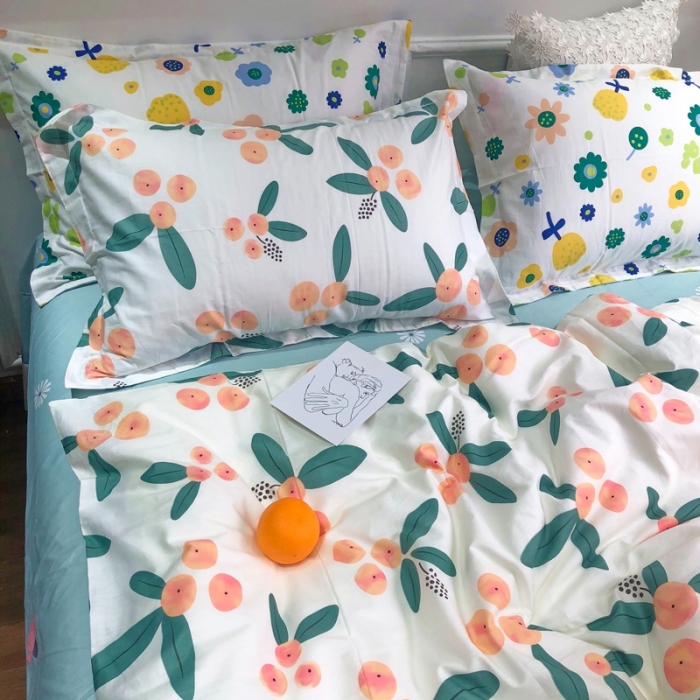 91家纺网 家纺一手货源 找家纺 润缦 2020新款13070全棉四件套 盛夏果实