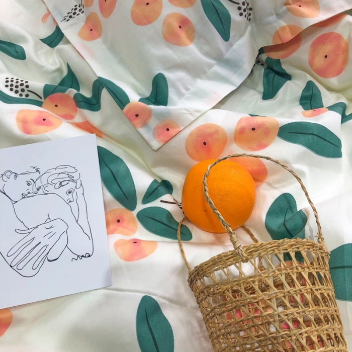 91家纺网 家纺一手货源 找家纺 润缦 2020新款13070全棉四件套 盛夏果实