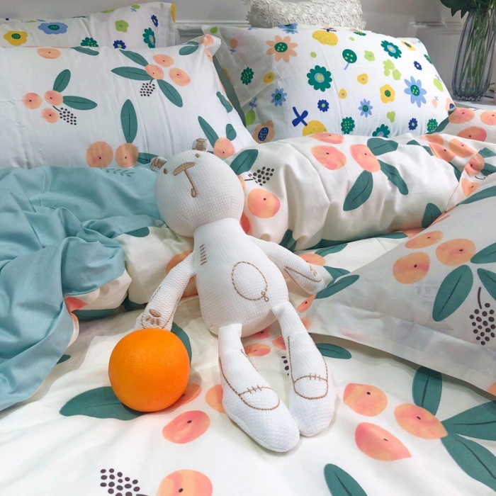 91家纺网 家纺一手货源 找家纺 润缦 2020新款13070全棉四件套 盛夏果实