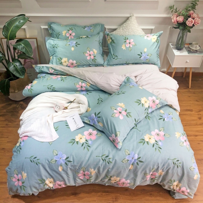 91家纺网 家纺一手货源 找家纺 润缦 2020新款13070全棉四件套 夕颜-兰