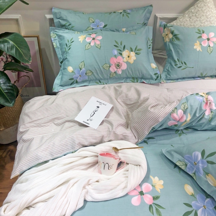 91家纺网 家纺一手货源 找家纺 润缦 2020新款13070全棉四件套 夕颜-兰