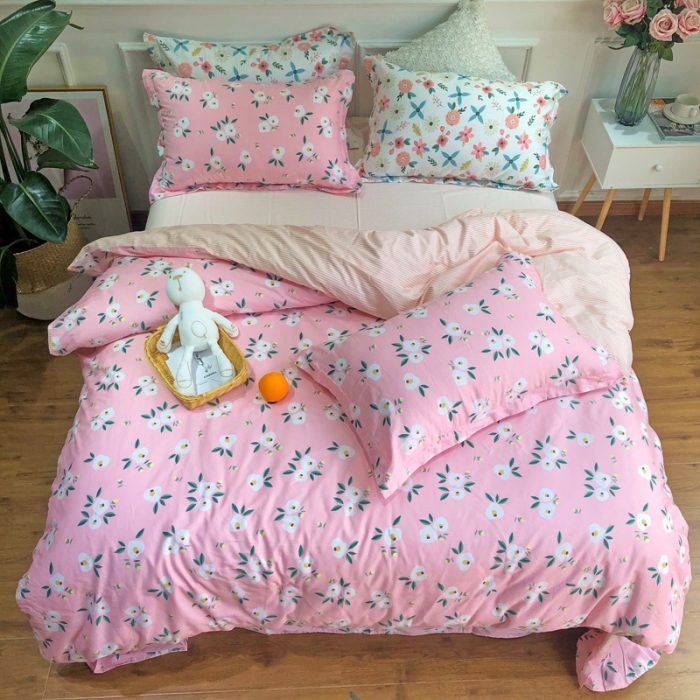 91家纺网 家纺一手货源 找家纺 润缦 2020新款13070全棉四件套 依云-粉