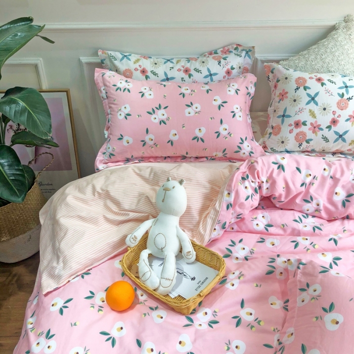 91家纺网 家纺一手货源 找家纺 润缦 2020新款13070全棉四件套 依云-粉