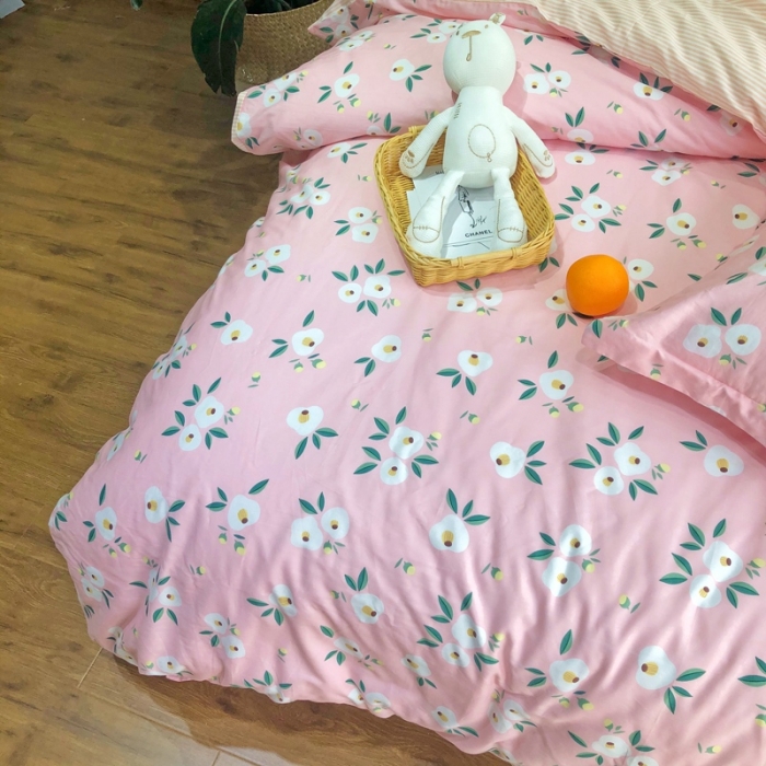 91家纺网 家纺一手货源 找家纺 润缦 2020新款13070全棉四件套 依云-粉