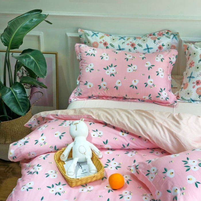 91家纺网 家纺一手货源 找家纺 润缦 2020新款13070全棉四件套 依云-粉