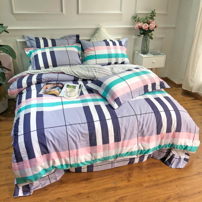 91家纺网 家纺一手货源 找家纺 润缦 2020新款13070全棉四件套 英伦格调