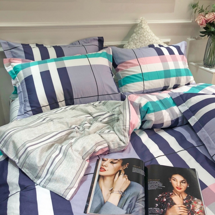 91家纺网 家纺一手货源 找家纺 润缦 2020新款13070全棉四件套 英伦格调