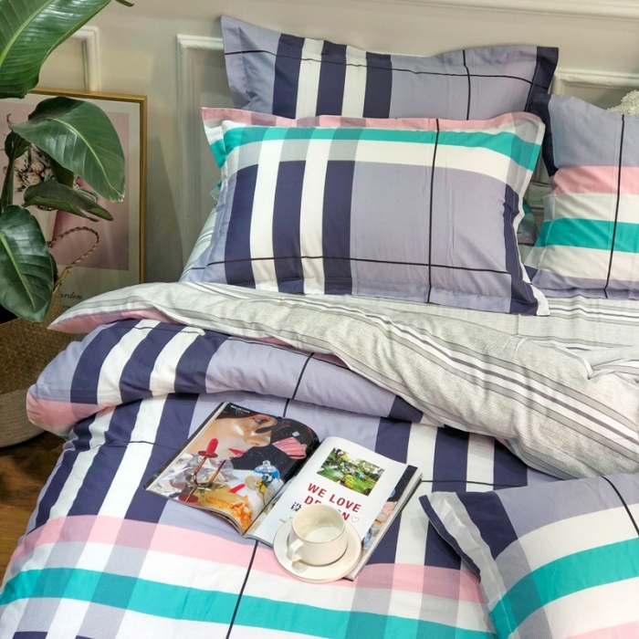 91家纺网 家纺一手货源 找家纺 润缦 2020新款13070全棉四件套 英伦格调