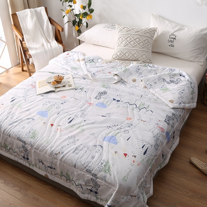 91家纺网 家纺一手货源 找家纺 卡奥 2020新款双面天丝夏被 动物庄园