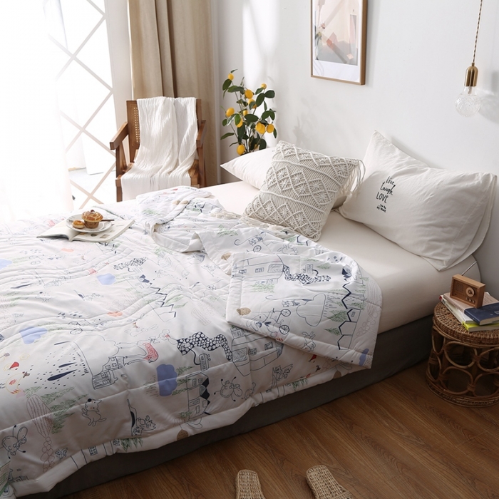 91家纺网 家纺一手货源 找家纺 卡奥 2020新款双面天丝夏被 动物庄园