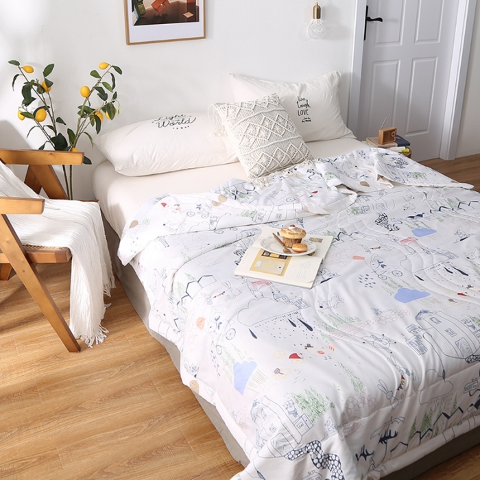 91家纺网 家纺一手货源 找家纺 卡奥 2020新款双面天丝夏被 动物庄园