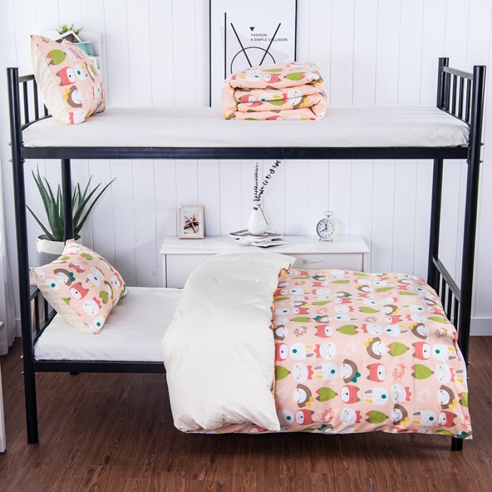 91家纺网 家纺一手货源 找家纺 美真家纺 大学生上下铺宿舍床三件套多件套被芯床垫 粉色女孩