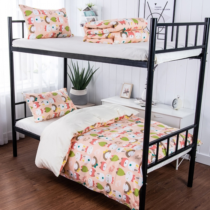 91家纺网 家纺一手货源 找家纺 美真家纺 大学生上下铺宿舍床三件套多件套被芯床垫 粉色女孩