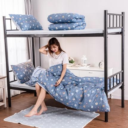 91家纺网 家纺一手货源 找家纺 美真家纺 大学生上下铺宿舍床三件套多件套被芯床垫 蓝熊