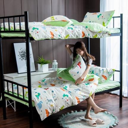 91家纺网 家纺一手货源 找家纺 美真家纺 大学生上下铺宿舍床三件套多件套被芯床垫 绿恐龙