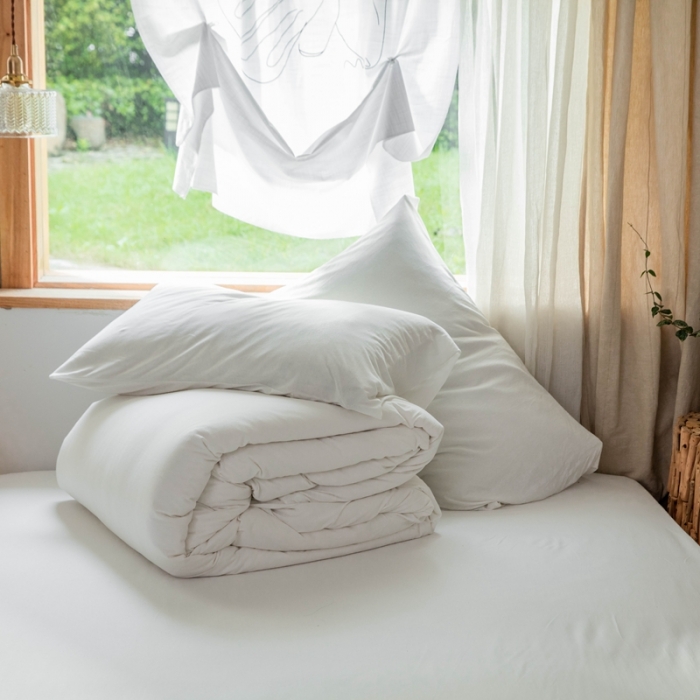 91家纺网 家纺一手货源 找家纺 华超针织 2021新款针织纯色四件套 白色