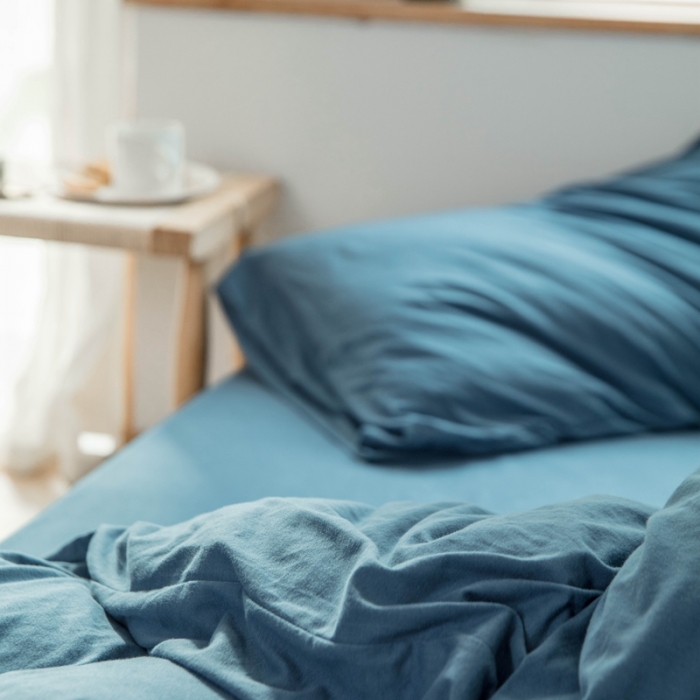 91家纺网 家纺一手货源 找家纺 华超针织 2021新款针织纯色四件套 海蓝