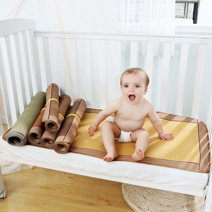 总)双面藤席婴儿凉席幼儿园宝宝儿童夏婴童冰丝席子婴儿床可定制