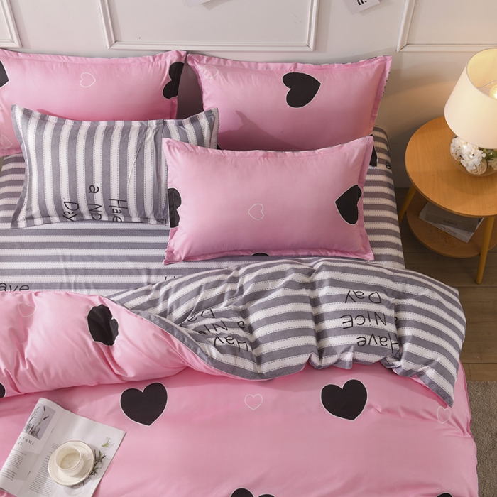 91家纺网 家纺一手货源 找家纺 赫然家纺 新款舒适柔软亲肤爆款芦荟棉四件套货源充足 心情粉