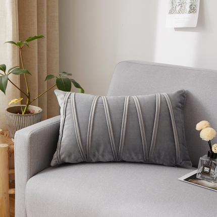 91家纺网 家纺一手货源 找家纺 （总）爱家居 荷兰绒W线条压线抱枕沙发靠背纯色靠垫腰枕长枕