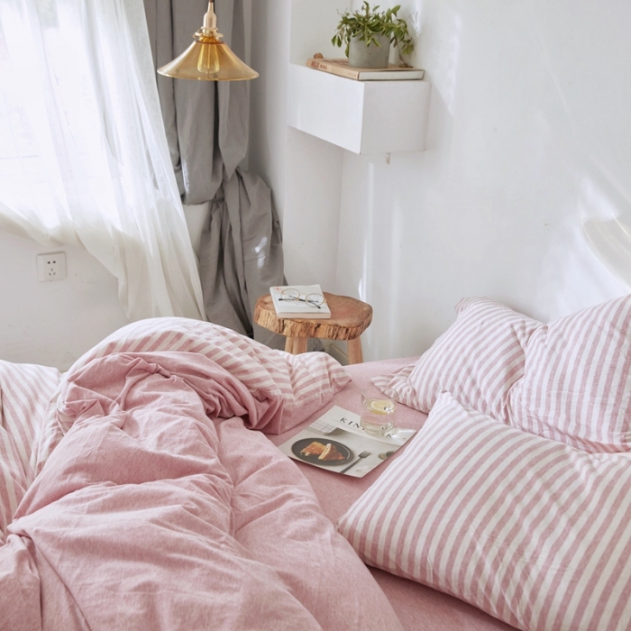 91家纺网 家纺一手货源 找家纺 华超针织 2021新款针织四件套 红米中条