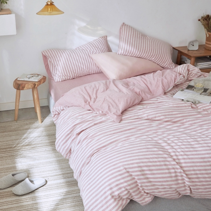 91家纺网 家纺一手货源 找家纺 华超针织 2021新款针织四件套 红米中条