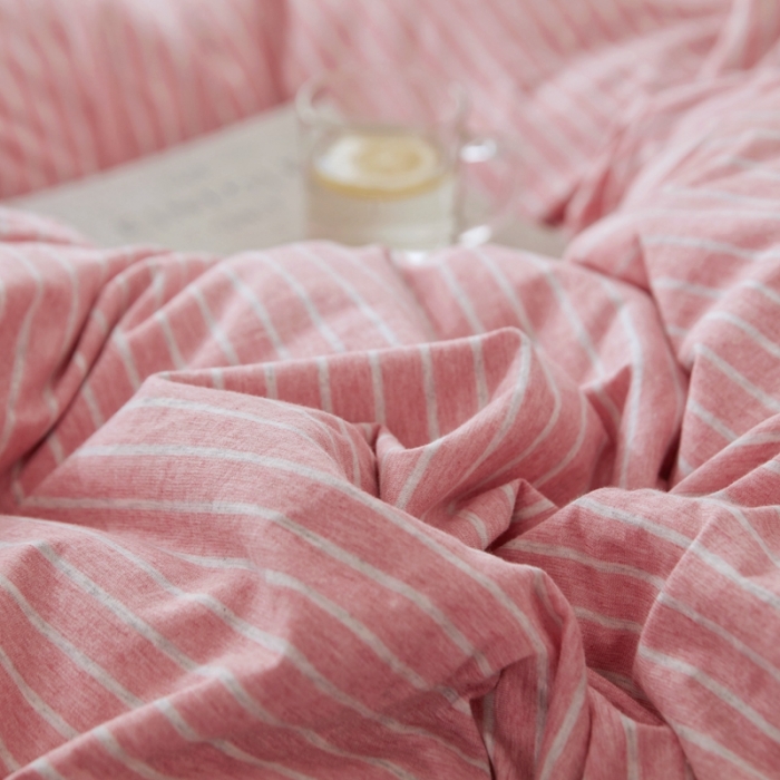 91家纺网 家纺一手货源 找家纺 华超针织 2021新款针织四件套 混粉细条