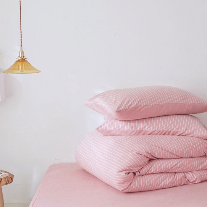 91家纺网 家纺一手货源 找家纺 华超针织 2021新款针织四件套 混粉细条