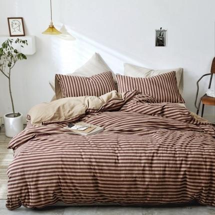 华超针织 2021新款针织四件套 混紫中条（紫咖中条）