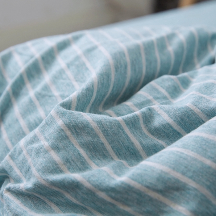 91家纺网 家纺一手货源 找家纺 华超针织 2021新款针织四件套 蓝白细条