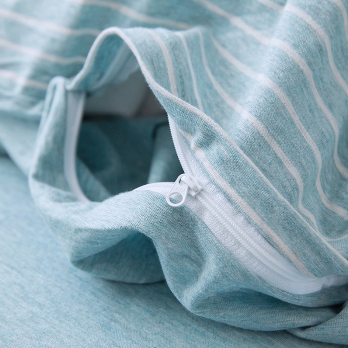 91家纺网 家纺一手货源 找家纺 华超针织 2021新款针织四件套 蓝白细条