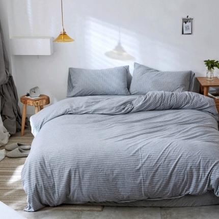 华超针织 2021新款针织四件套 麻灰细条