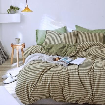 华超针织 2021新款针织四件套 新绿中条