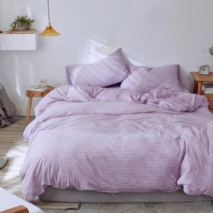 华超针织 2021新款针织四件套 紫荷细条