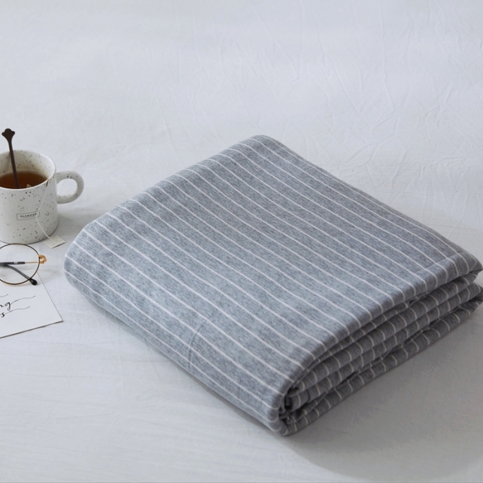 91家纺网 家纺一手货源 找家纺 华超针织 2021新款针织单品被套 麻灰细条被套