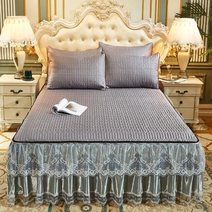 91家纺网 家纺一手货源 找家纺 情恒家纺 2025新款可脱卸冰丝夹棉凉席三件套 星辰灰