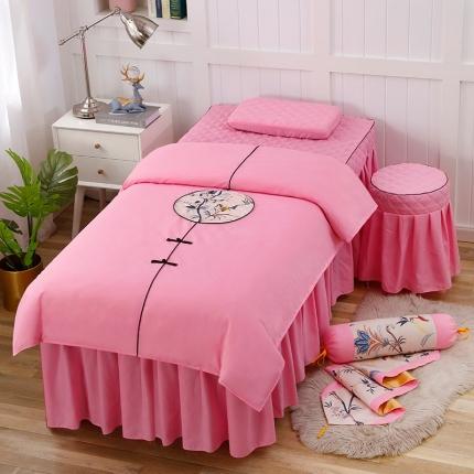 索罗斯家纺 2020新款美容床罩四件套 镜中花粉色